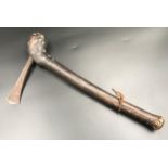 African tribal axe, carved wooden handle with metal blade, 40cms l.Condition ReportSome dents and