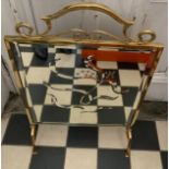 A brass framed decorative mirrored firescreen. 77 x 46cms.Condition ReportFairly good condition.