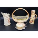A collection of Royal Worcester to include a basket vase 24cms h x 207cms w, tusk jug 20cms h,