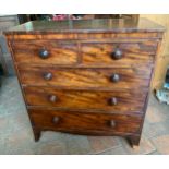 A 19thC mahogany chest of drawers, 2 short over 3 long, on bracket feet. 108 w x 51 d x 115cms h.