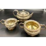 A fine quality 3 piece silver tea service, total weight 1580gms. Sheffield 1825. Maker W.P.Condition