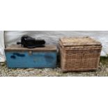 A wicker basket, toolbox and Samsonia vice. Toolbox 84 w x 31 d x 34cms h.Condition ReportBroken