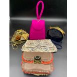 Five various vintage handbags to include Jaeger and Midas, London beaded etc.Condition ReportGold