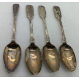 Four silver spoons, three Victorian one Georgian. Total weight 56gms.
