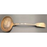 London silver ladle with well decorated bowl 1819 by Sarah and John William Blake. 264gms.