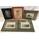 A selection of 5 engravings : "Howden" 11.5 x 16cms, "Burlington Quay" 15 x 20cms, "Robin Hoods Bay"