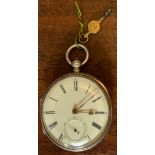A silver cased pocket watch with fusée movement, London 1865, with key.Condition ReportGood