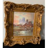 J.W. Williamson watercolour of York from the river in gilt frame. 35 x 30cms.Condition ReportRepair,
