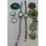 Costume jewellery to include 2 Sekonda watches, brooches, rings etc.Condition ReportAppear in good