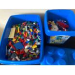 Large collection of Lego bricks and spares in 2 boxes.