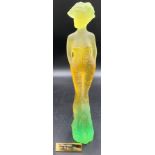 Daum Pate-de-Verre glass figure of an elegant lady, inscribed to base Richard 398/425 Daum France.