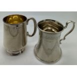 Two silver mugs, Birmingham 1945, maker A. J. Bailey and Birmingham 1912 William Aitken, 158gms