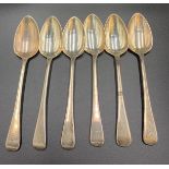 Set of six London silver teaspoons by John Harris IV 1819 106gms.Condition ReportGood condition