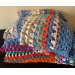Three 1970's crocheted blankets. Approx 220 x 185cms, 130 x 180cms and 120 x 170cms.Condition