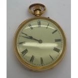 A lady's pocket watch, outer and inner case marked 18K. 51.6gms. Case 40mm diameter.