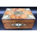 A brass and ivorine sewing box. 27cms w x 19.5cms d x 12cms h.Condition ReportChip to bottom