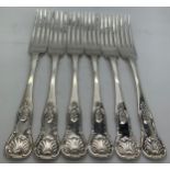 Six silver table forks, Edinburgh 1835, 432gms total weight, maker James Mckay.Condition