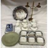A mixed lot to include: a Marling "Lucerne" pattern condiment tray with 6 dishes 34cms w, 6 Royal