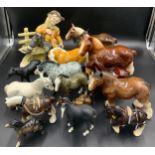 Fourteen ceramic horses including one Royal Doulton and a Capodimonte figure.Condition