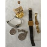 Three ladies Seiko wristwatches, 2 x gold plated, one white gold plated, together with a German 5