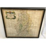 A framed map by Robert Morden, Nottinghamshire. Map size 35.5cms x 43cms.Condition ReportAge related