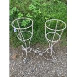 Two vintage metal plant stands. 20 d x 54cms h.Condition ReportGood condition.