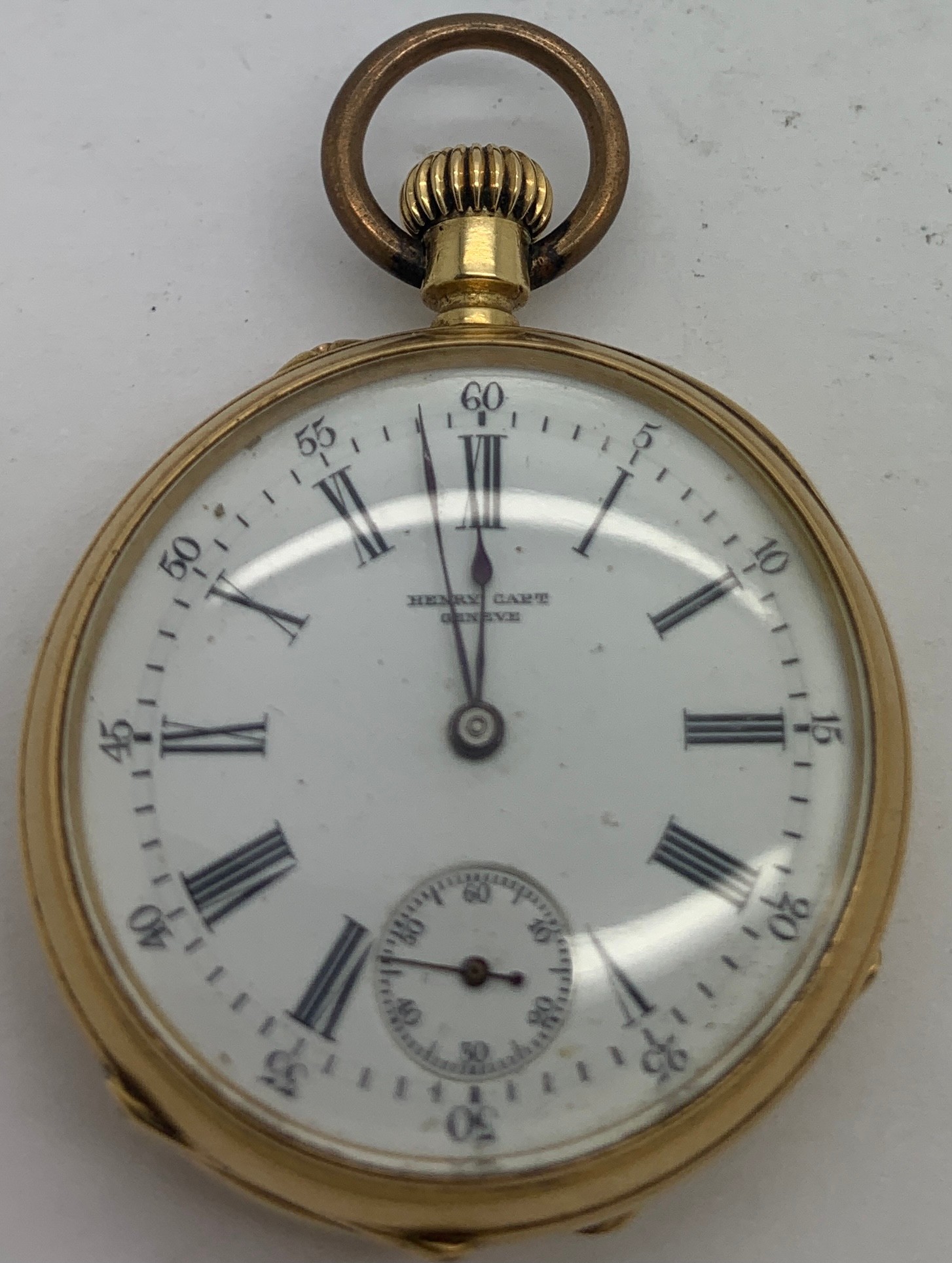 Ladies pocket watch by Henry Capt Geneve. case diameter approx. 33mms. weight 31.3gms
