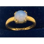 A 22ct gold moonstone set ring size M. 4.5gms.Condition ReportWear to surface of stone.