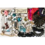 A large collection of modern costume jewellery including necklaces, bracelets, hair pins, small