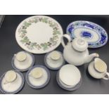 Ceramics to include Royal Doulton Sherbrooke pattern part coffee service, Royal Worcester Launia