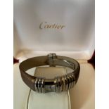 A Cartier Declaration 18ct rose gold and diamonds ladies wristwatch with box and bag. Condition