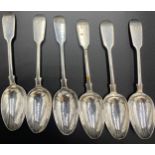 Set of six silver teaspoons London 1853 by Charles Wallis. 128gms.Condition ReportWorn to tips