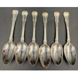 Six silver tablespoons, London 1808/09, maker Thomas Wilkes Barker. 596gms total weight.Condition