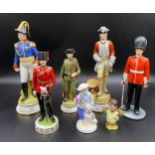 A selection of ceramics to include Royal Doulton HN 2784 "The Guardsman" 25cms, Coalport "My Pal"