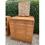 G Plan oak four drawer dressing table with mirror back. 76 w x 46 d x 35cms h.Condition ReportMarked
