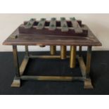 A brass glockenspiel. 35cms l x 24cms h.Condition ReportFair condition. Some marks to wood.
