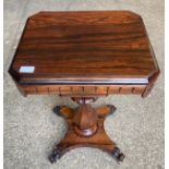 A 19thC rosewood lady's work box, lift up lid to reveal fitted interior.Condition ReportSplits to