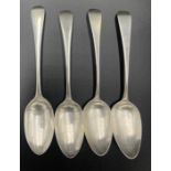 Two pairs dessert spoons one pair by Thomas & George Hayter 1816 the other maker indistinct 1820.