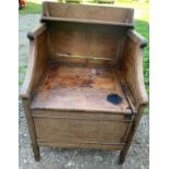 A 19thC mahogany commode.Condition ReportStains and cracks to wood. No pot, old woodworm to