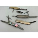 Various vintage penknives to include hallmarked silver, mother of pearl and clip.Condition