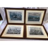 A set of four oak framed engraving prints all titled "The First Steeple Chase on Record"