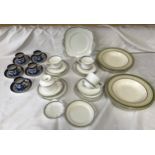 Paragon bone china part tea set, 19 pieces, cake plate 24cms w, 4 cups 8cms h, 4 side plates 18cms