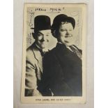 Laurel And Hardy Autographs, vintage photograph inscribed "Hello Mick" probably from the late