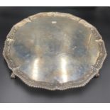 Large good quality silver salver London 1759 prob. by John Café 40cms diameter. Weight 1600gms.