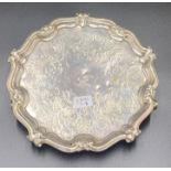 Small engraved silver salver Sheffield 1839 crest to centre and later engraving to underside poss.