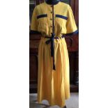 A selection of vintage fashion to include a Haridn Donaldson yellow linen dress with blue trim and