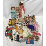 Collection of plastic dolls (1960/70's) to include international dolls and accessories, clothing,