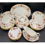 A Royal Crown Derby Bali pattern part dinner service comprising of meat plate, 6 x 21cms plates, 6 x