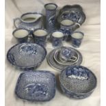 A selection of William Adams blue and white ware "Chinese bird"pattern to include jug 15cms h,