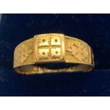 An 18ct gold ring size P/Q. 3.2gms.Condition ReportGood condition.